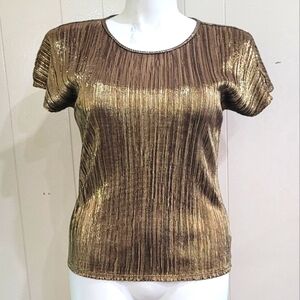 Elementz Gold Metallic Women's Blouse Sz M